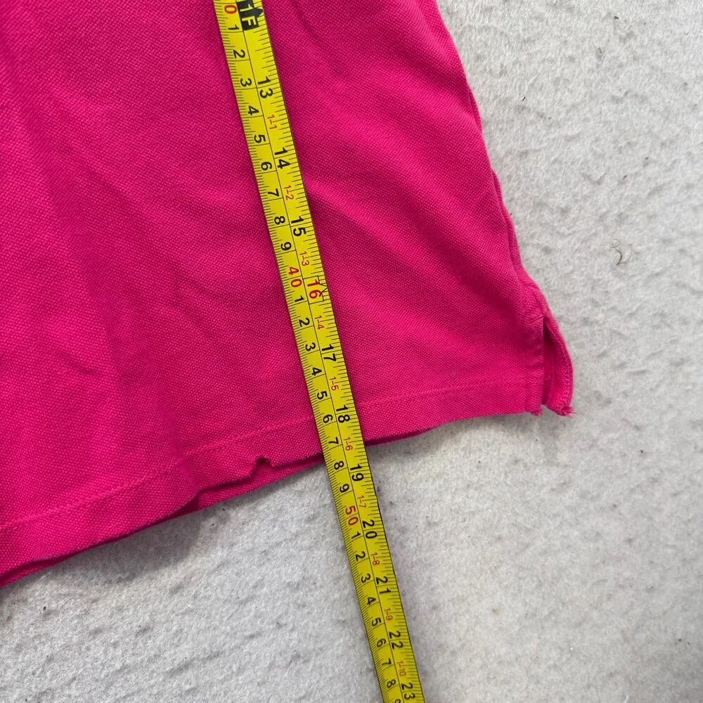 Tommy Hilfiger Girl's Hot Pink Short Sleeve Polo Shirt Classic Logo Y2K Size M